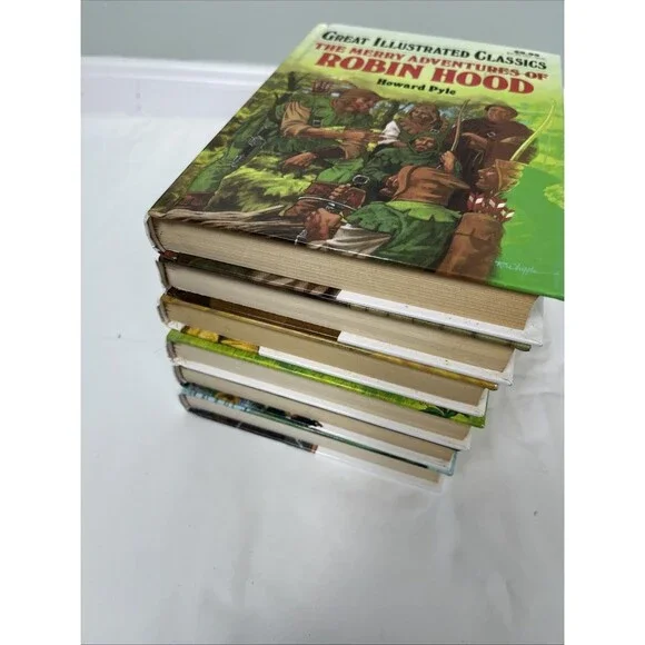 6 Great Illustrated Classics Children’s Books - Robin Hood, Tom Sawyer +More EUC - Picture 6 of 7